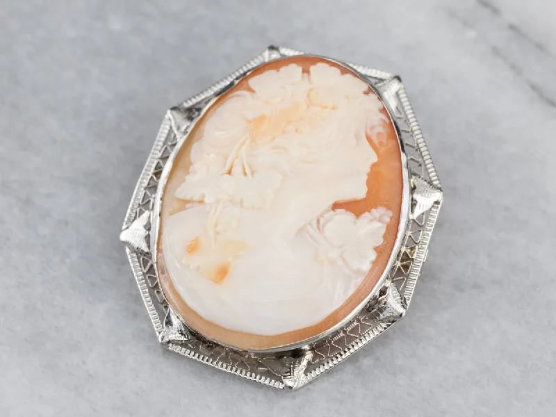 Elegant Crystal Brooch For Weddings-Art Deco Bacchante Maiden Cameo Brooch Pendant