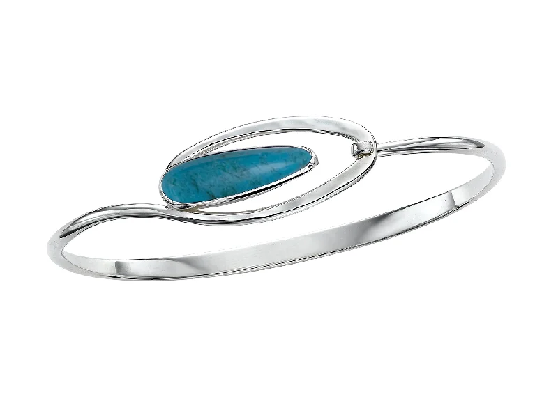 Designer Bangles For Women-Turquoise Aurora Bangle in Silver by E.L. Designs