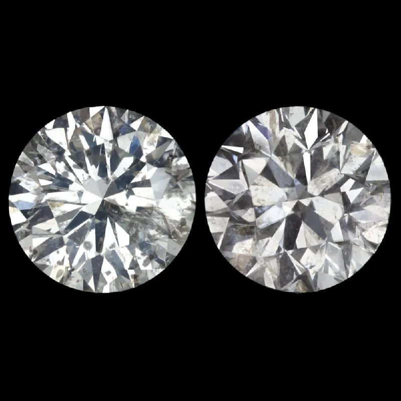 Statement Earrings For Fashion Week-4ct VERY GOOD ROUND BRILLIANT CUT DIAMOND STUD EARRINGS MATCHING PAIR NATURAL