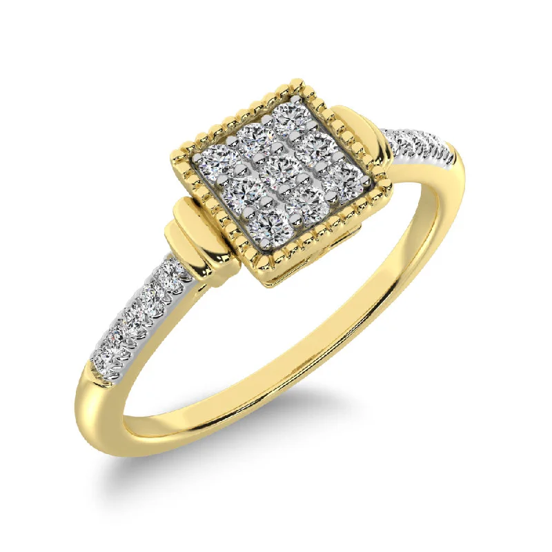 Timeless Diamond Rings For Engagement-10K Yellow Gold 1/6 Ct.Tw. Diamond Square Shape Ring