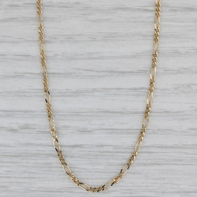 Crystal Beaded Necklaces For Casual Look-24.5" 1.9mm Figaro Chain Necklace 14k Yellow Gold Italy