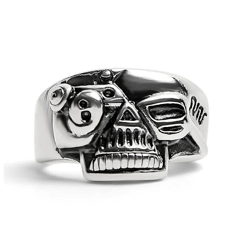 Unique Handmade Rings For Gifting-Polished Skull Stainless Steel Ring / SCR2015