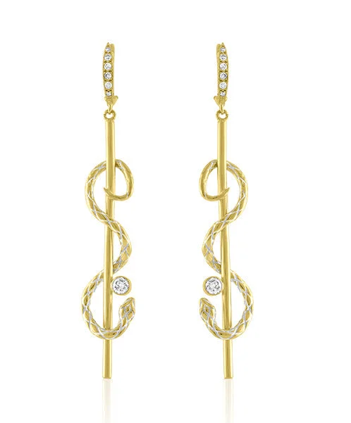 Cute Heart Earrings For Lovers-Snake Earrings with Diamonds 16-JSA