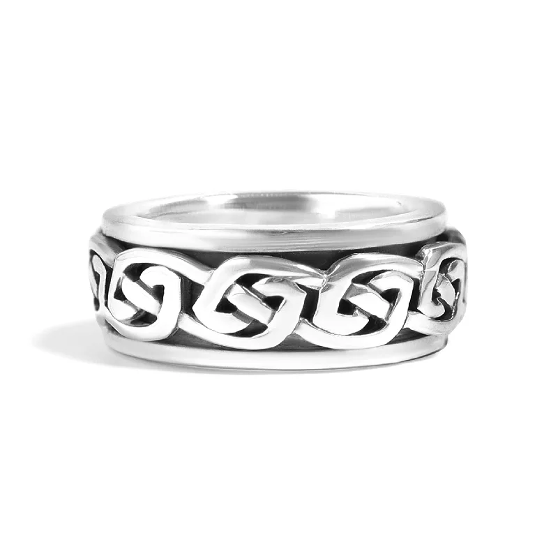 Custom Engagement Rings For Unique Proposals-Sterling Silver Celtic Knot Spinner Ring / SSR0048