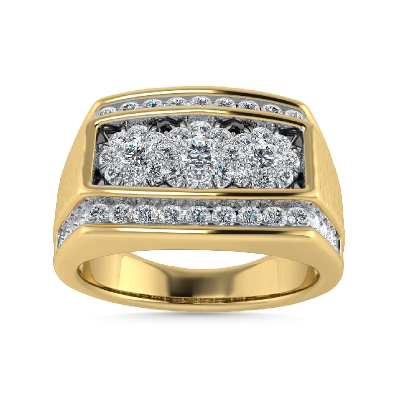 Affordable Wedding Bands For Brides-Diamond 1 Ct.Tw. Mens Ring in 14K Yellow Gold