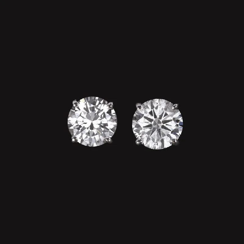 Sophisticated Earrings For Night Out-2 CARAT DIAMOND STUD EARRINGS VERY GOOD CUT G SI ROUND BRILLIANT 18k WHITE GOLD