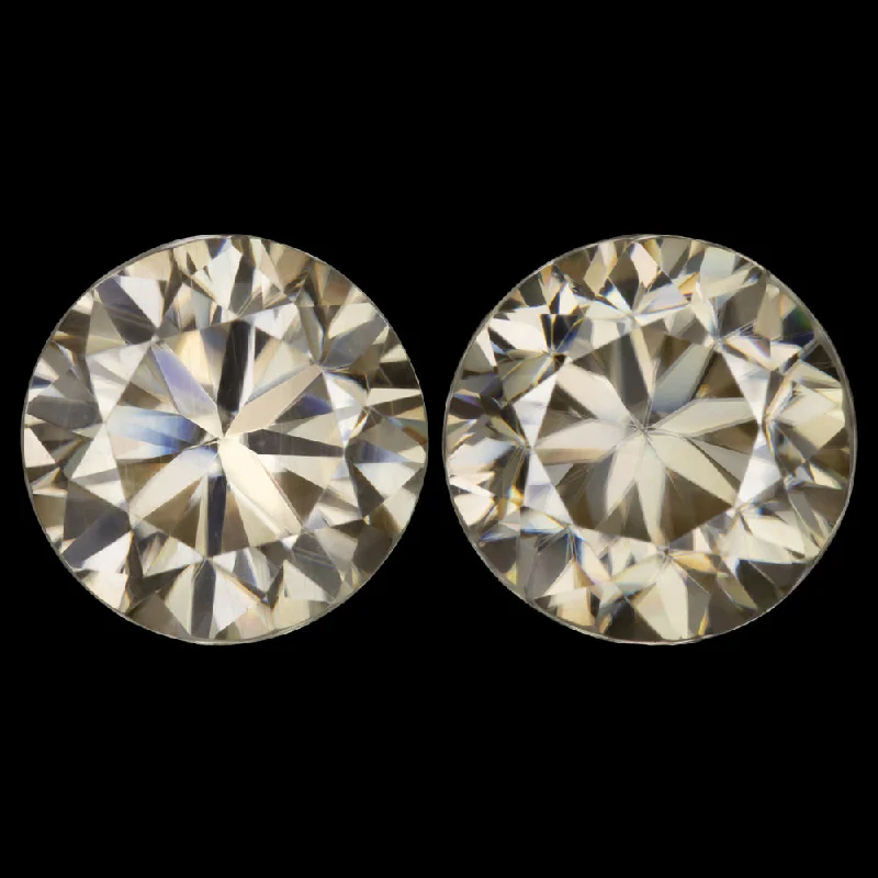 Black Earrings For Edgy Fashion-3.5ct CHAMPAGNE MOISSANITE PAIR STUD EARRINGS 8.4mm ROUND BRILLIANT CUT LOOSE