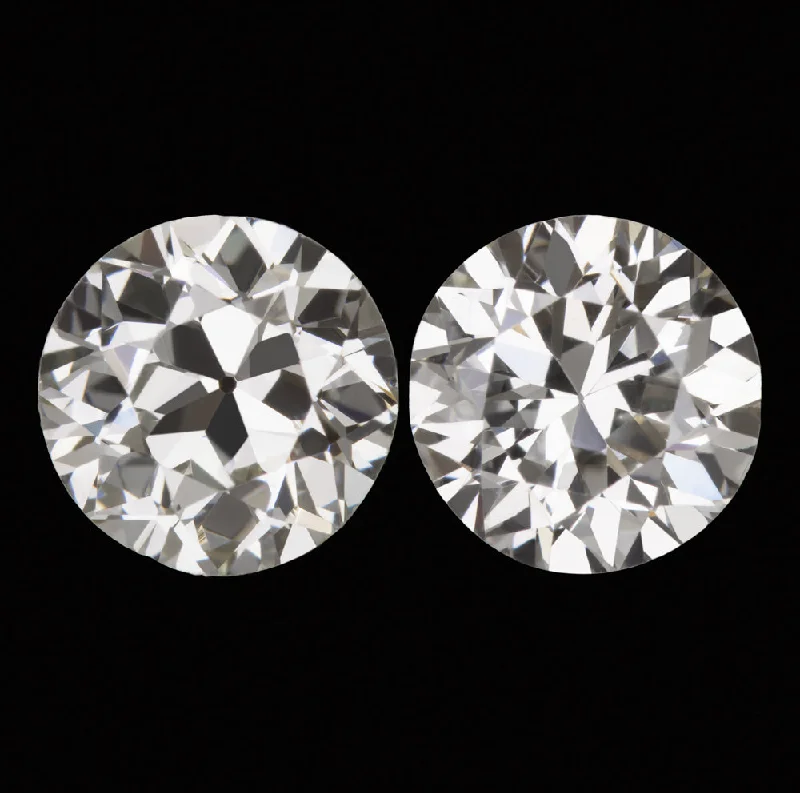 Gemstone Earrings For Formal Events-1.15ct OLD EUROPEAN CUT DIAMOND STUD EARRINGS I-J VS1-VS2 VINTAGE PAIR NATURAL