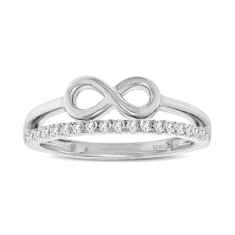 Custom Ring Designs For Brides and Grooms-10K White Gold 1/5 Ctw Diamond Infinity Ring