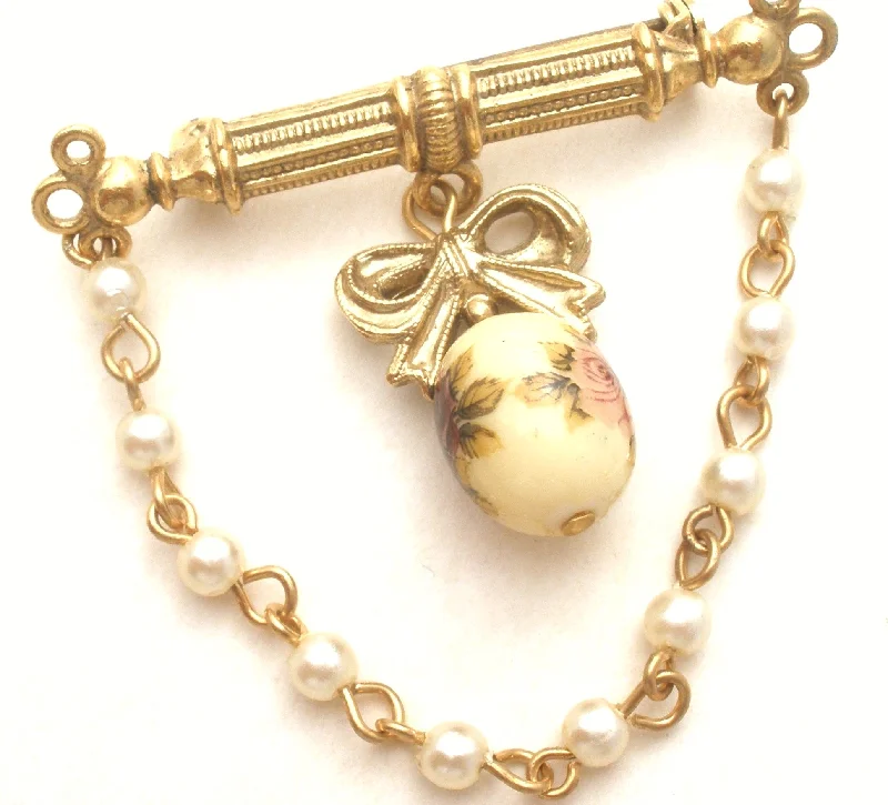 Pearl Brooch For Wedding Accessories-1928 Co Rose & Pearl Brooch Vintage