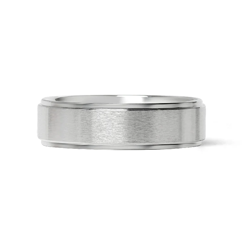 Classic Wedding Rings For Brides-Stainless Steel Blank Ring Brushed Flat Center Polished Edge / CFR0002