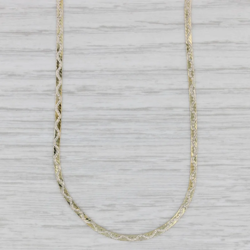 Beautiful Heart Necklaces For Loved Ones-16" Herringbone Chain Necklace 14k Yellow White Gold 1.8mm Italian