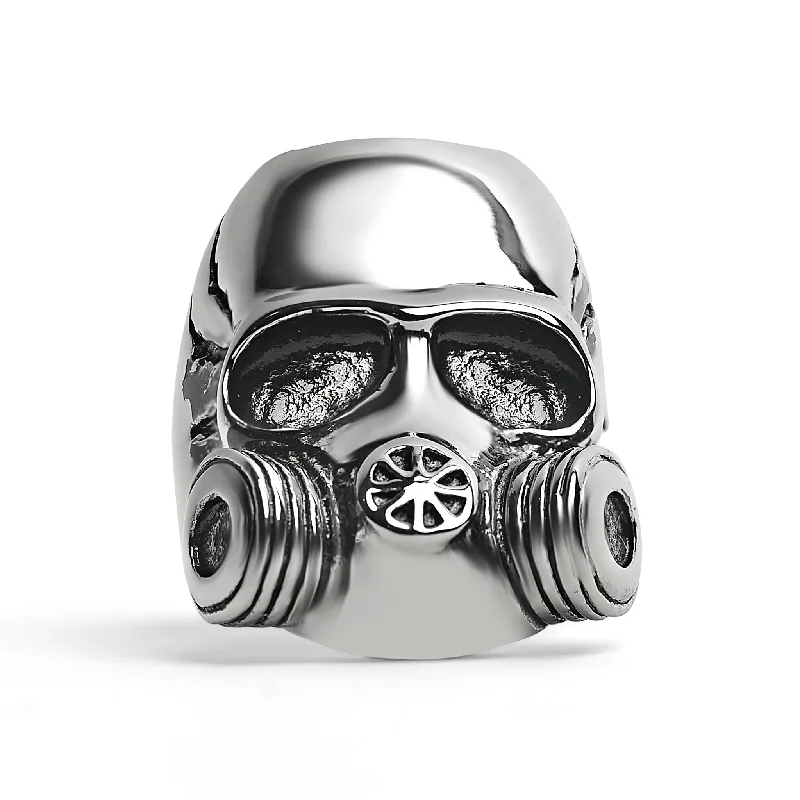 Personalized Custom Rings For Loved Ones-Stainless Steel Gas Mask Skull Ring / SCR4106