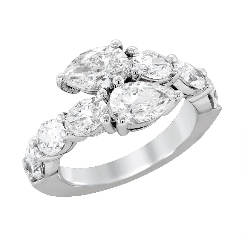 Vintage Engagement Rings For Romantic Look-STATEMENT RING WITH PEAR AND OVAL SHAPED DIAMONDS, 3.27 CT TW