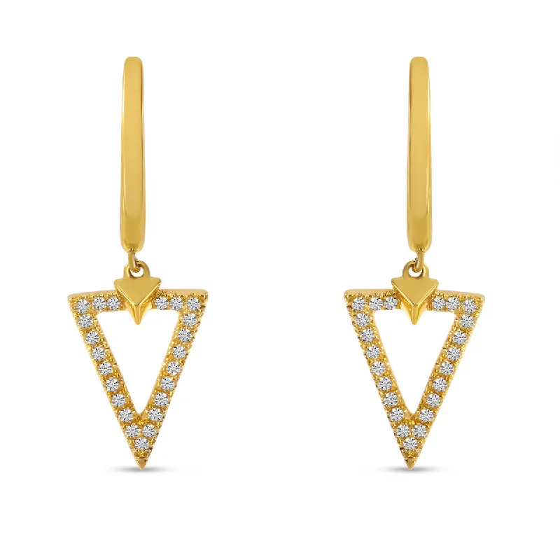 Simple Gold Stud Earrings-DIAMOND TRIANGLE EARRINGS E10420