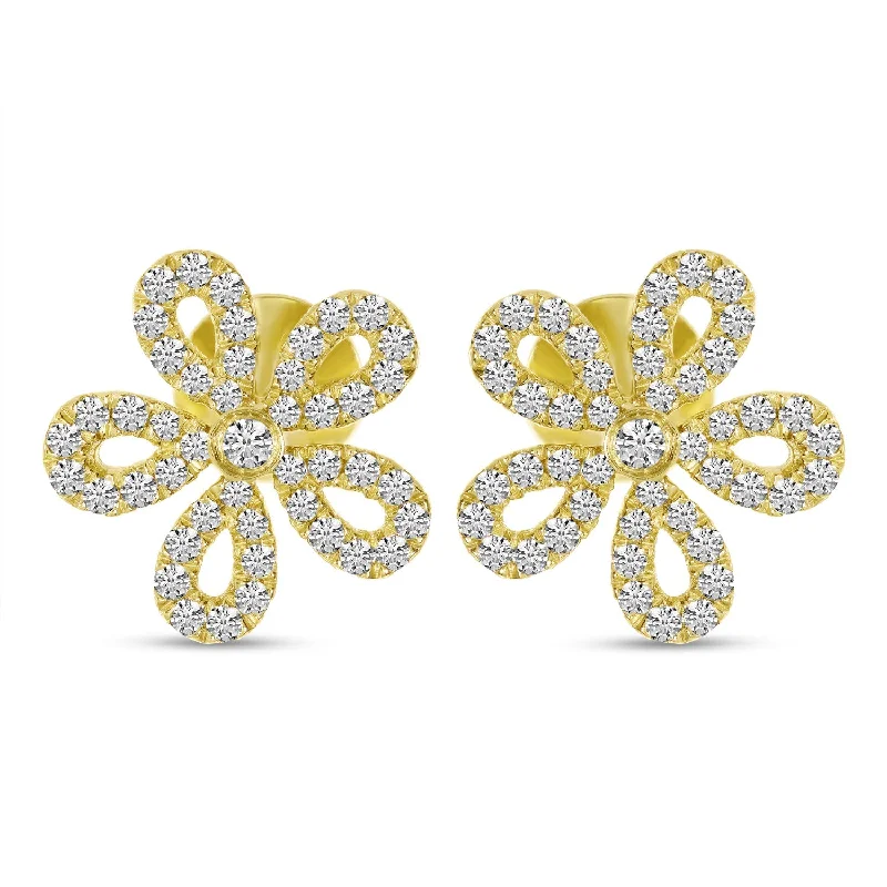 Long Pendant Earrings For Dazzling Look-SMALL DIAMOND FLORAL EARRINGS E10521