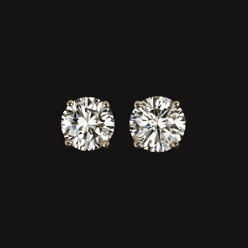 Colorful Stone Earrings For Formal Events-1.61ct NATURAL DIAMOND STUD EARRINGS I SI VERY GOOD CUT ROUND 14k YELLOW GOLD