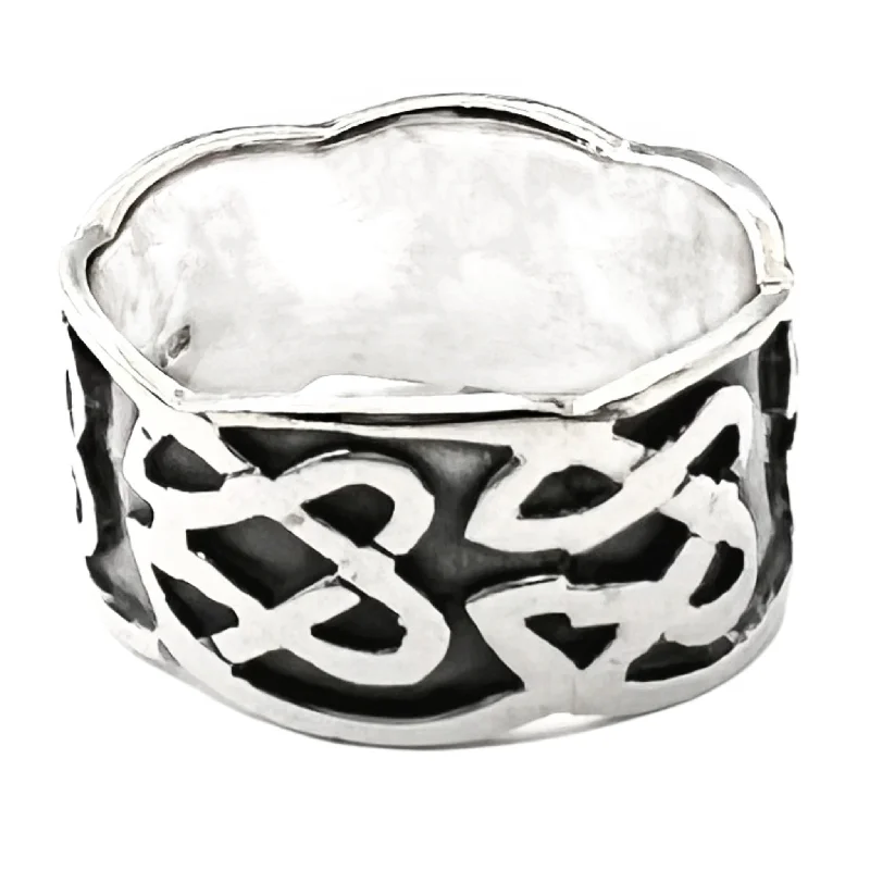 Simple Titanium Rings For Weddings-Sterling Silver Celtic Design Ring / SSR0097