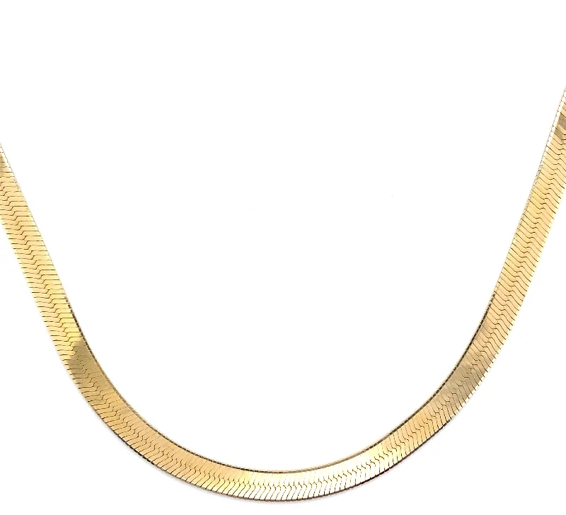 Statement Necklaces For Special Occasions-14K Yellow Gold Herringbone Necklace