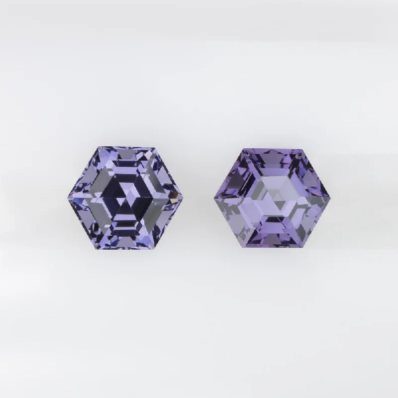 Luxury Earrings For Elegant Events-SPINEL MATCHING PAIR STUD EARRINGS PURPLE HEXAGON SHAPE CUT GEOMETRIC 1.34ct