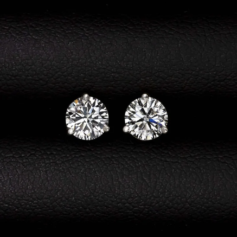 Classic Silver Earrings For Everyday Wear-1.43ct F-G SI NATURAL DIAMOND STUD EARRINGS CLASSIC WHITE GOLD ROUND BRILLIANT