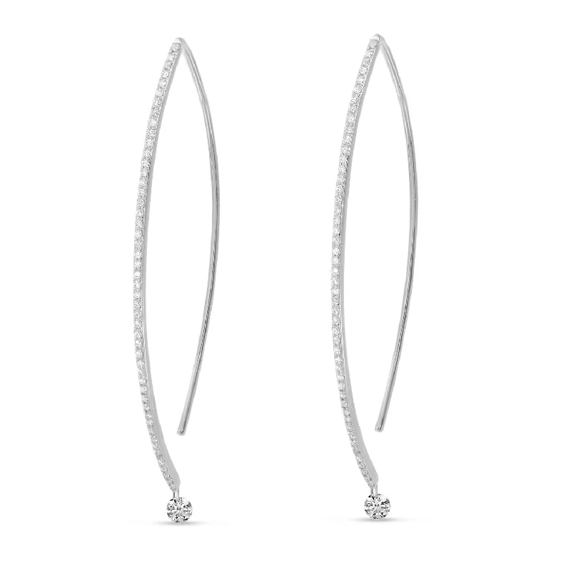 Eye-Catching Earrings For Night Parties-DASHING DIAMOND CURVE EARRINGS E10142W