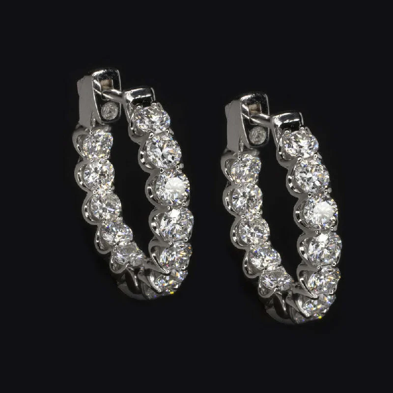 Colorful Earrings For Casual Look-2.60ct NATURAL DIAMOND HUGGIE HOOP EARRINGS 16mm IN & OUT 14k WHITE GOLD ROUND