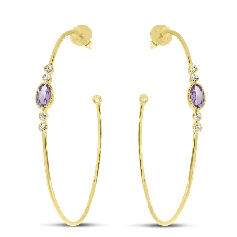 Glam Earrings For Evening Dress-OVAL WIRE HOOP EARRINGS E4301