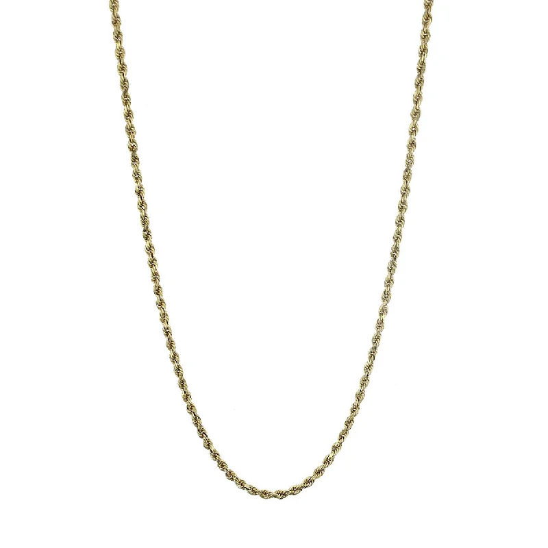 Chunky Statement Necklaces For Evening Wear-14K Yellow Gold 3.40mm Rope Chain Necklace