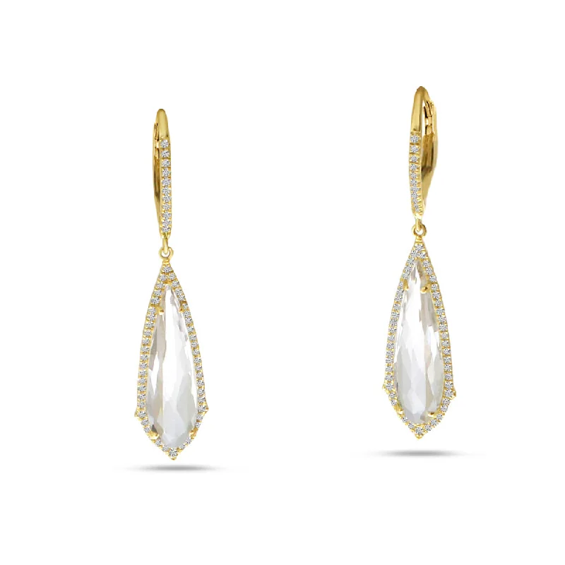 Luxury Earrings For Formal Wear-FANCY WHITE TOPAZ DANGLE EARRINGS E4130