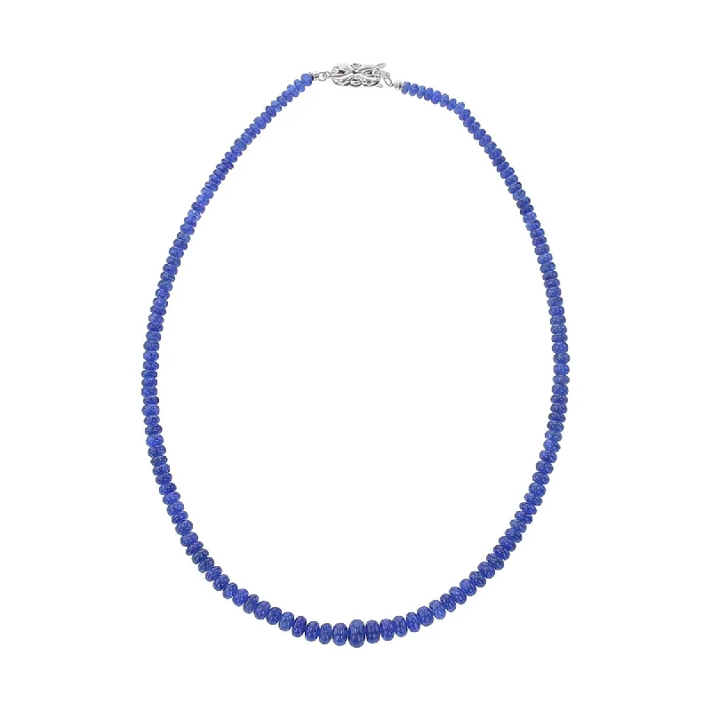 Custom Birthstone Necklaces For Gifts-14K Gold Graduated Beaded Sapphire Necklace