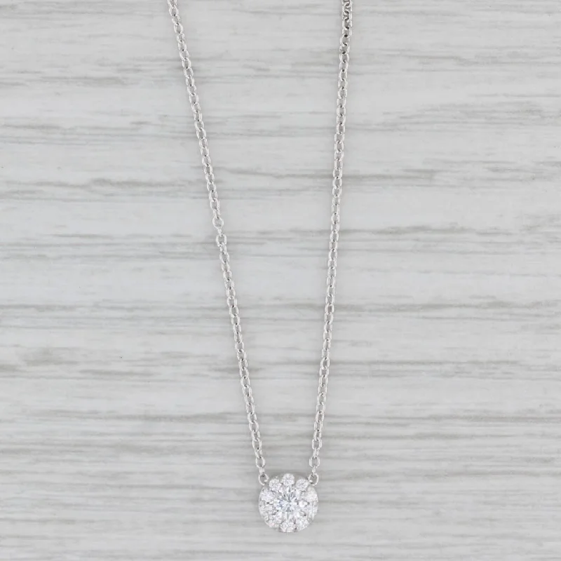 Best Necklaces For Everyday Wear-Heart On Fire Diamond Halo Pendant Necklace 18k White Gold 16" 18"