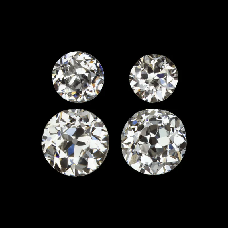 Classic Silver Earrings For Everyday Wear-0.92ct G-I VS1-SI1 OLD EUROPEAN CUT DIAMOND 4 STONE LAYOUT DANGLE DROP EARRINGS