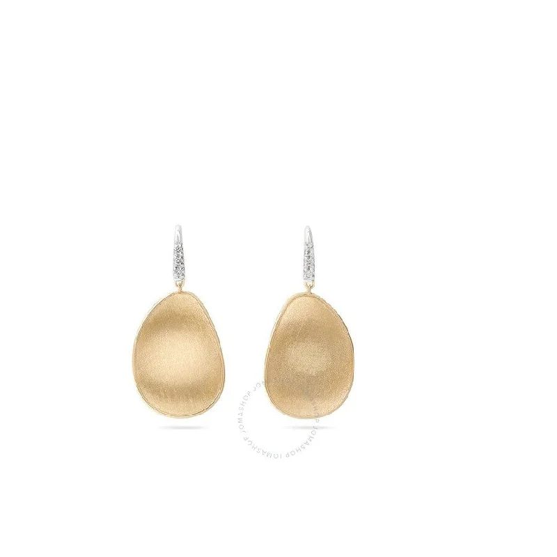 Lightweight Earrings For Daily Comfort-Lunaria Collection 18K Yellow Gold and Diamond Medium Drop Earrings