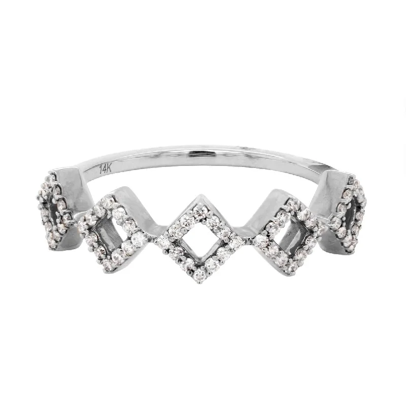 Artistic Gemstone Rings For Creative Fashion-WHITE GOLD FASHION RING WITH GEOMETRIC SHAPES, .25 CT TW