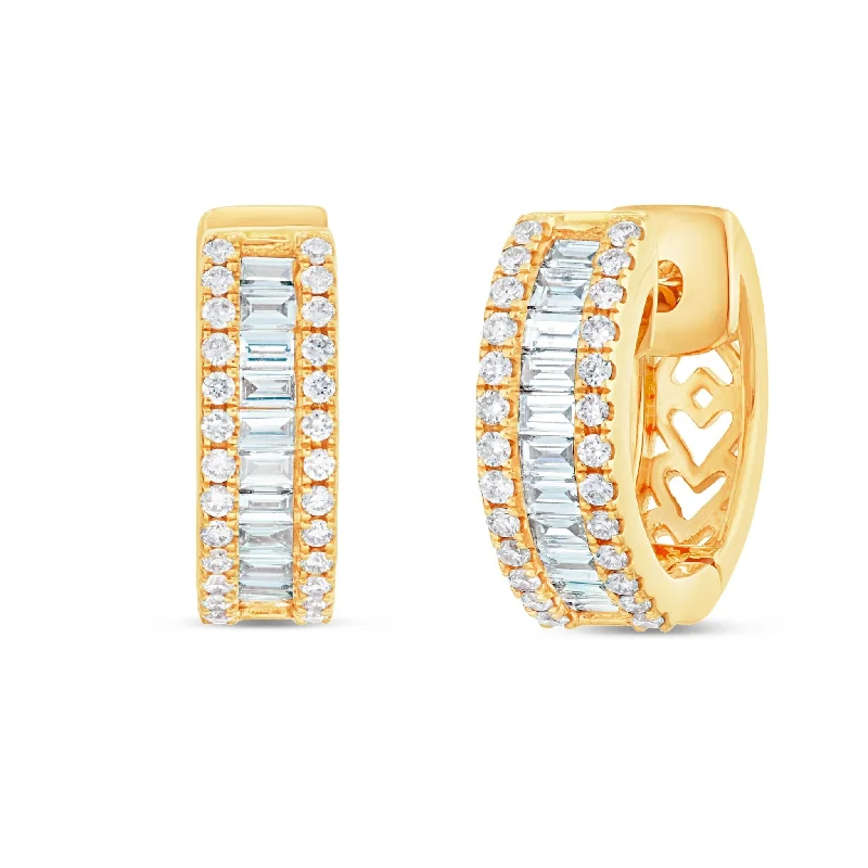 Statement Earrings For Fashion Week-18K Gold 0.62ct Diamond Huggie Hoop Earrings