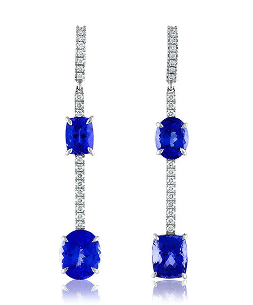 Color Changing Earrings For Fashion Forward-Tanzanite and Diamond Earrings 5-JSA