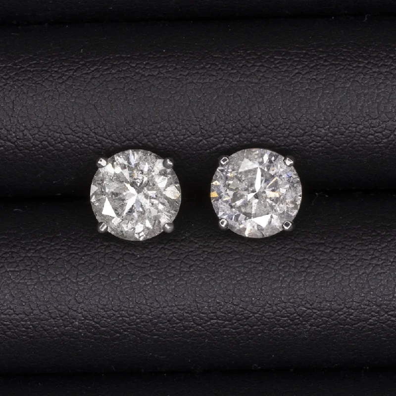 Multi-Colored Earrings For Fun Styles-4.5 CARAT VERY GOOD CUT NATURAL DIAMOND STUD EARRINGS ROUND BRILLIANT WHITE GOLD