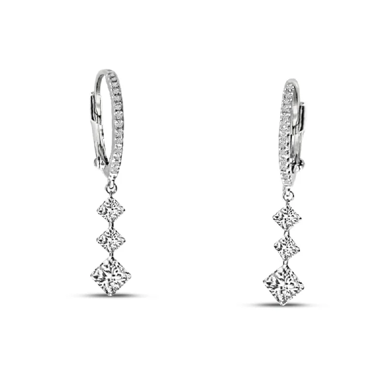 Elegant Earrings For Birthday Parties-DASHING DIAMONDS PRINCESS HUGGIE EARRINGS E10313W