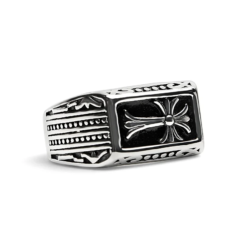 Fashionable Band Rings For Casual Style-Detailed Cross Stainless Steel Ring / SCR2220