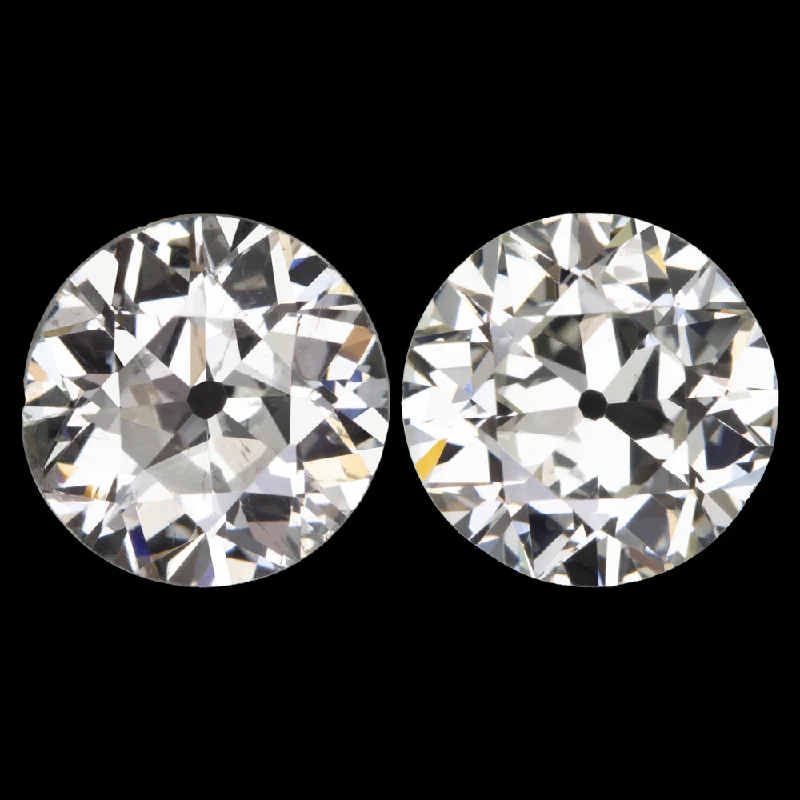 Colorful Stone Earrings For Formal Events-3.41ct OLD EUROPEAN CUT DIAMOND STUD EARRINGS L-M SI1-SI2 VINTAGE PAIR 3.5 CARAT