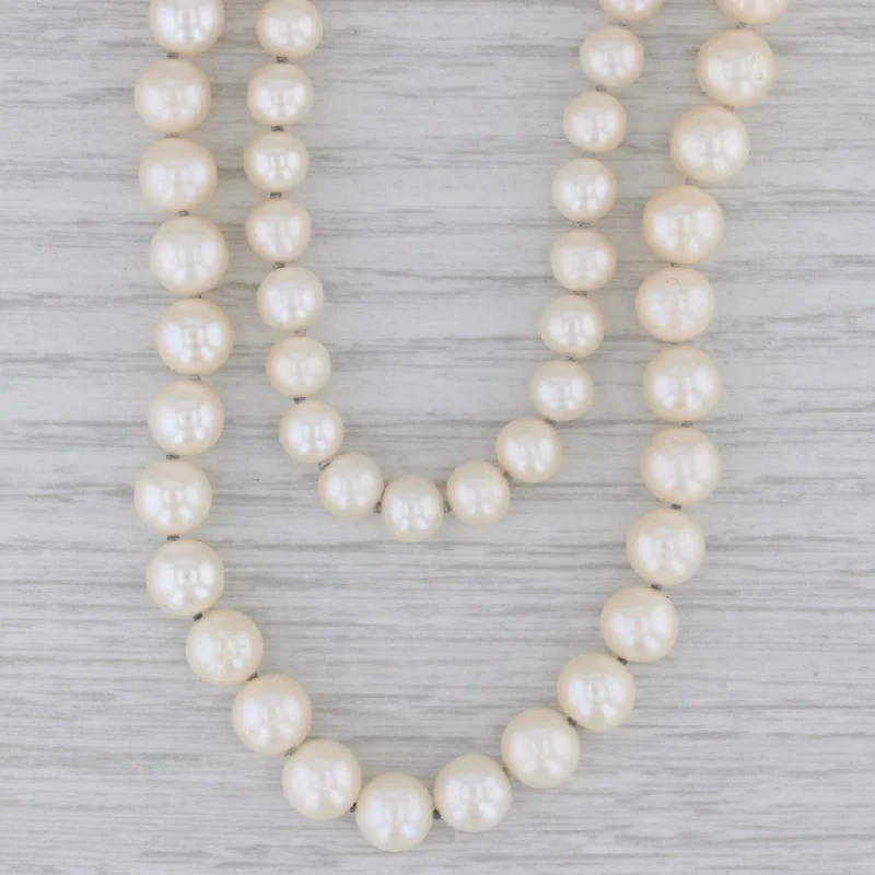 Silver Necklaces For Minimalist Style-Cultured Pearl Double Strand Bead Necklace 14K Yellow Gold 17"