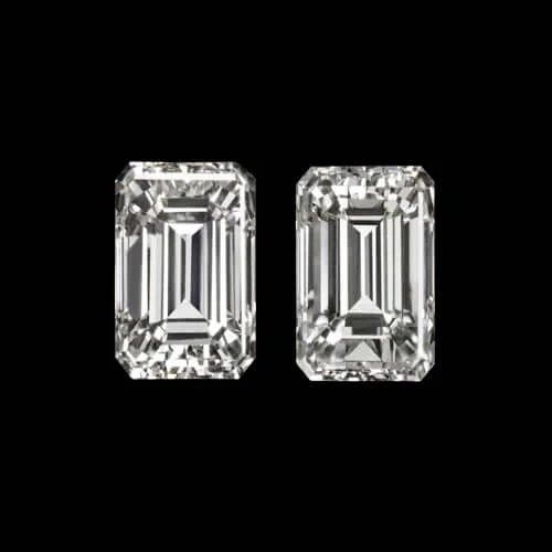 Custom Pearl Earrings For Bridesmaids Gifts-EMERALD CUT DIAMOND MATCHING PAIR F VS 0.37ct STUD EARRINGS LOOSE 3 STONE ACCENT