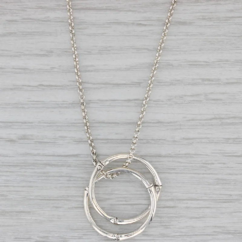 Simple Chain Necklaces For Daily Wear-John Hardy Interlocking Bamboo Circle Pendant Necklace Sterling Silver 20" Pouch