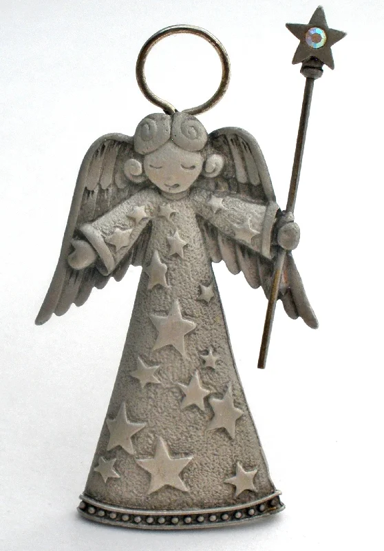 Unique Brooch For Fashionable Women-JJ Pewter Angel Brooch Pin Vintage