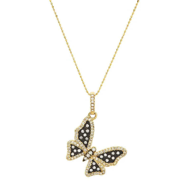 Trendy Heart Necklaces For Girlfriend-SLATE BUTTERFLY DIAMOND NECKLACE, GOLD