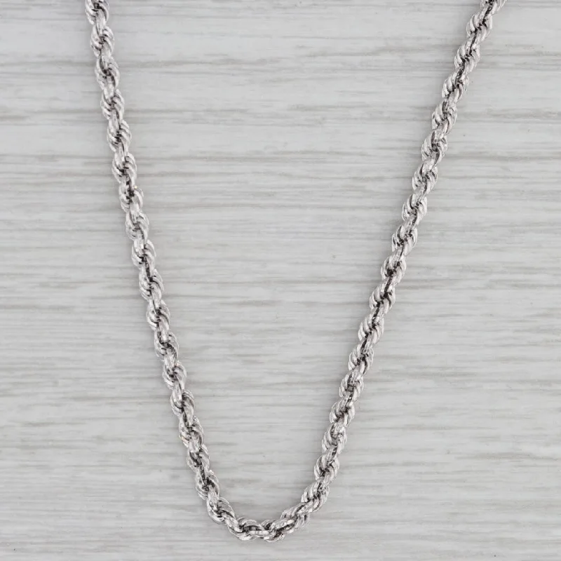 Silver Necklaces For Minimalist Style-Rope Chain Necklace 14k White Gold 18" 2.9mm