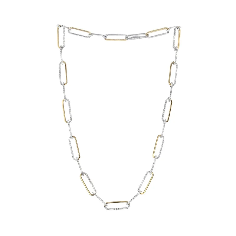 Unique Pendant Necklaces For Trendy Styles-16-Inch Diamond Oval Link Necklace in 18K Gold