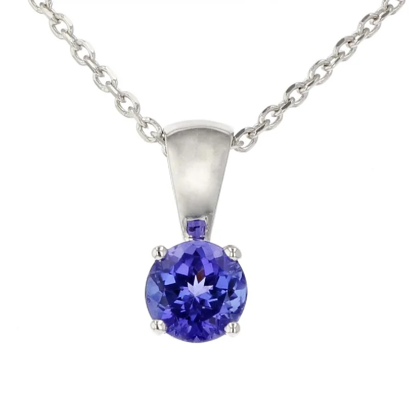 Romantic Heart Necklaces For Girlfriend-14K White Gold Tanzanite Pendant Necklace