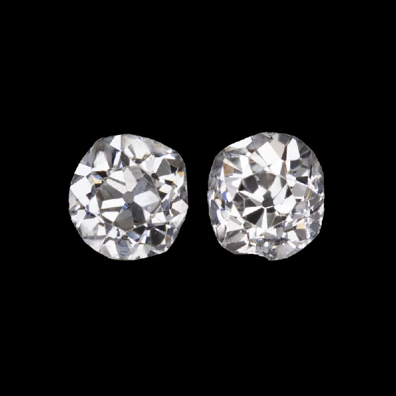 Sterling Silver Earrings For Sensitive Ears-0.59ct OLD MINE CUT DIAMOND STUD EARRINGS I-J VS2-SI1 PAIR ANTIQUE PAIR ESTATE